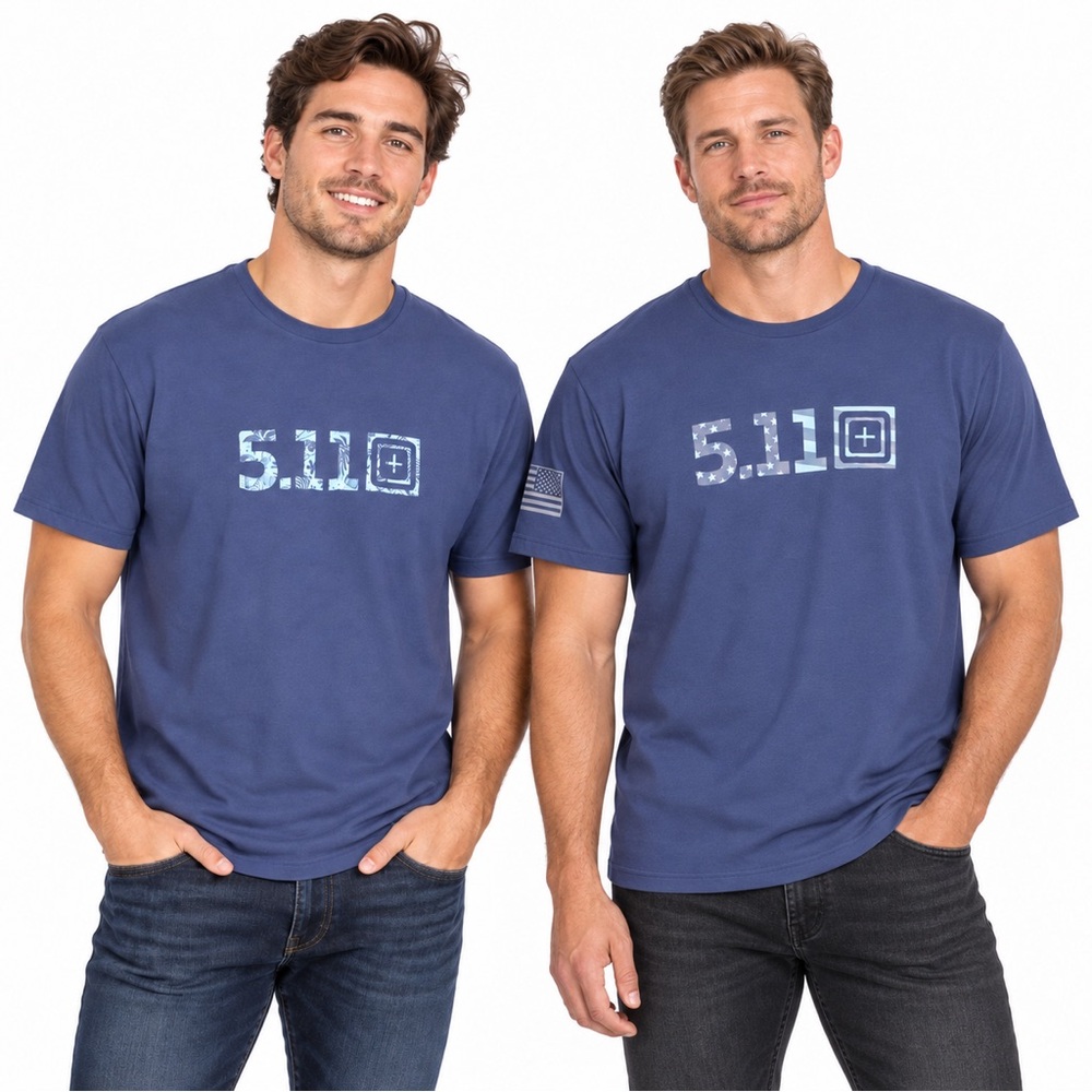 Lot of 2 5.11 Tactical Men’s 2XL Blue Graphic Logo T-Shirts